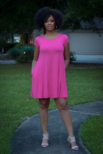 Jillian Swing Dress in Fuchsia M / Fuchsia Jillian Swing Dress in Fuchsia M / Fuchsia