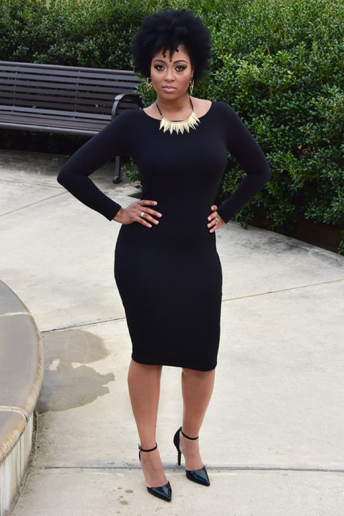 Nia Fitted Bodycon in Black - Chimes Boutique
 - 2