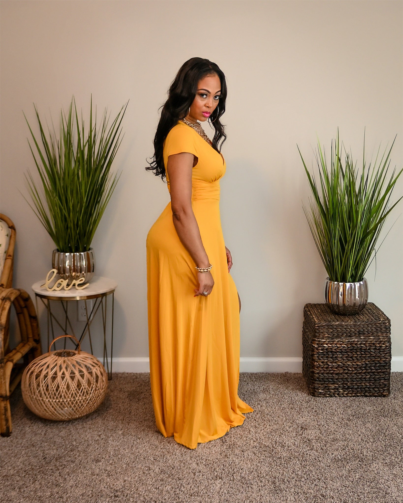 mustard yellow maxi dress plus size Final Sale Plus Size Spaghetti Strap Peasant Maxi Dress in Yellow Mustard