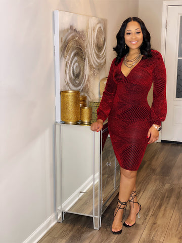 Nia Fitted Bodycon in Burgundy